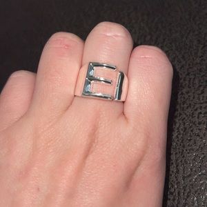 E initial silver ring